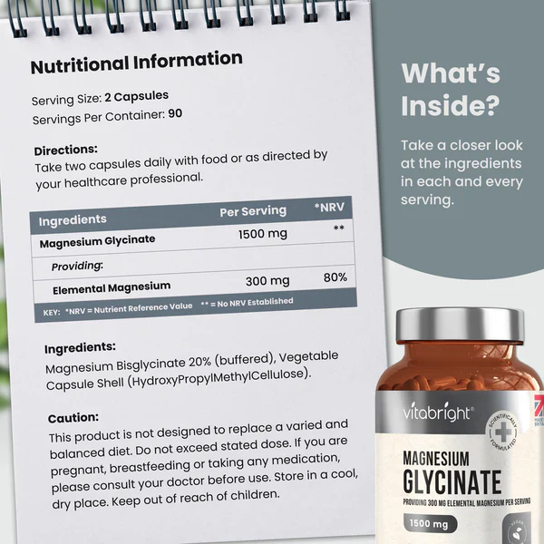 Magnesium Glycinate 1500mg High Strength 180 Caps - Image 6