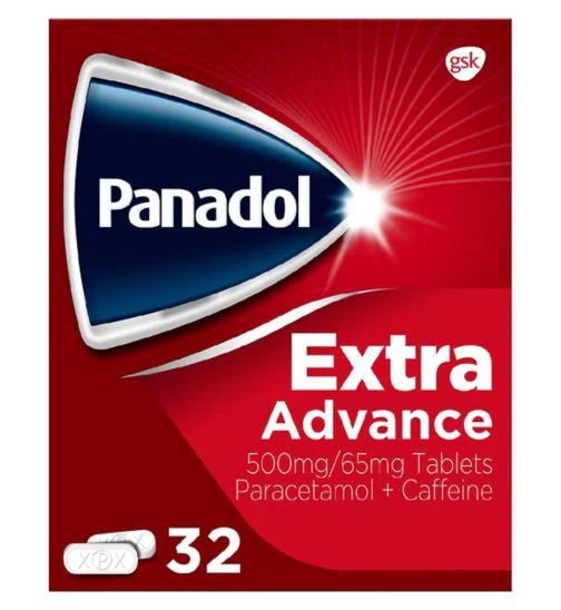 UK Panadol Extra 500 mg/65 mg 32 Tablets
