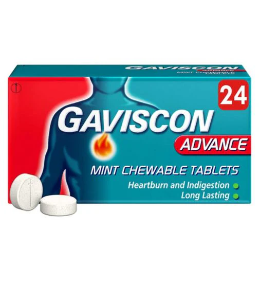 UK Gaviscon Peppermint Flavour Chewable ā 24 Tablets